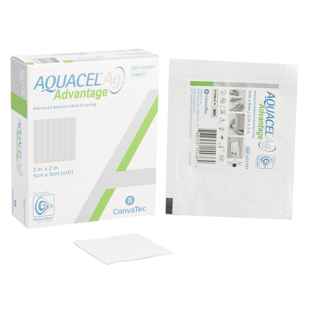 Silver Hydrofiber Dressing Aquacel® Ag Advantage 2 X 2 Inch Square Sterile