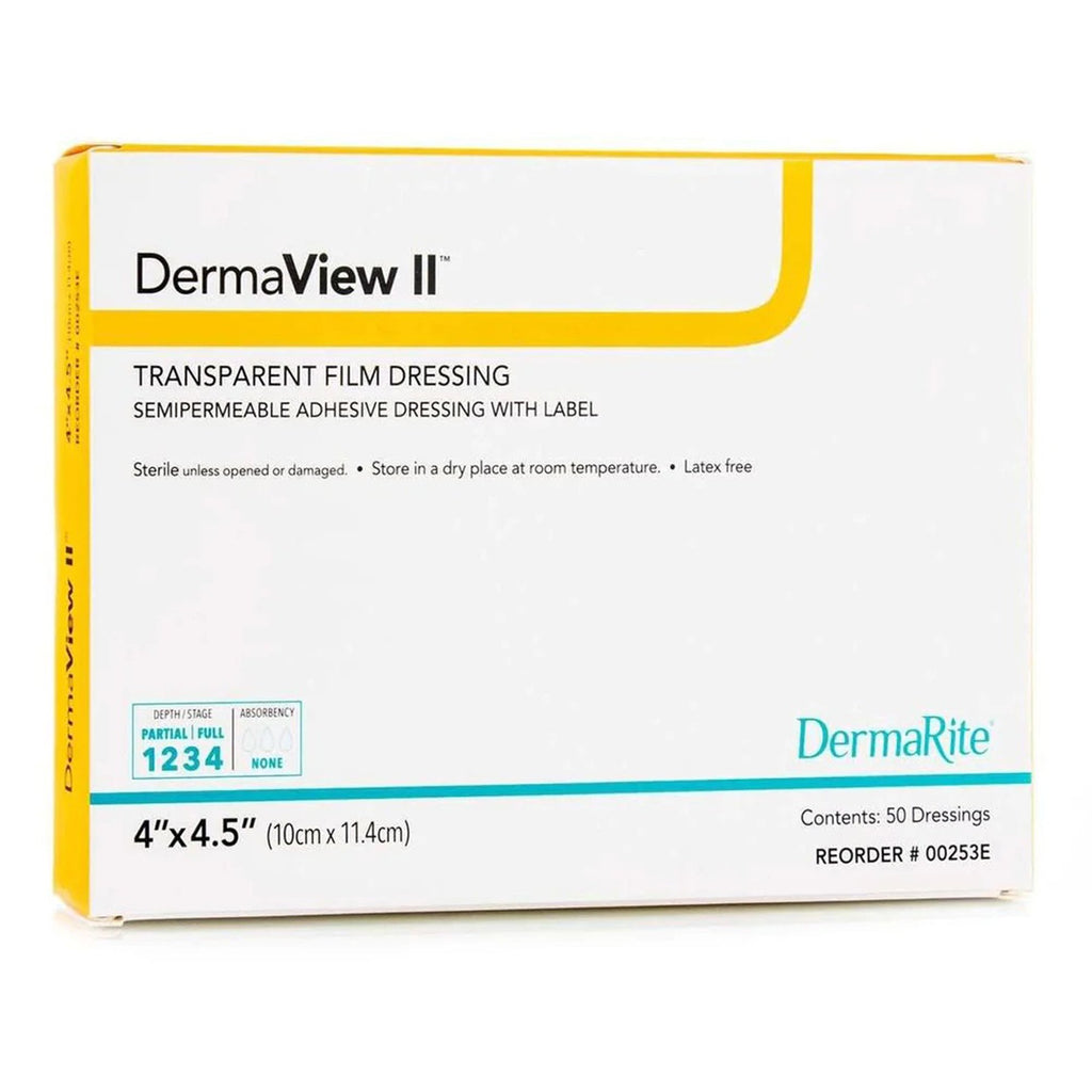 Transparent Film Dressing - DermaView II 4 X 4-1/2 Inch Frame Style Delivery Rectangle Sterile