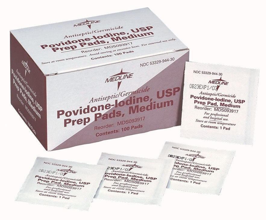 PVP Prep Pad - Medline 10% Strength Povidone-Iodine Individual Packet