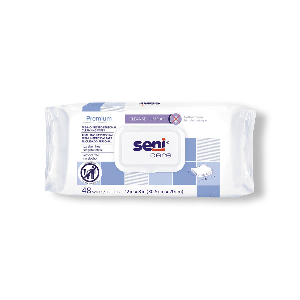 Personal Cleansing Wipe - Seni Care Soft Pack Scented 8" x 12" 48 Count