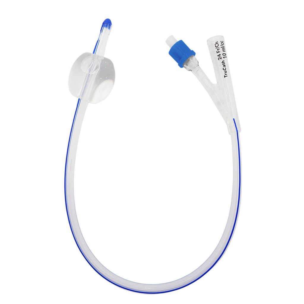 Indwelling Foley Catheter - TruCath 2-Way 100% Silicone Standard Tip 10 mL Balloon