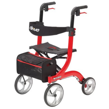 4 Wheel Rollator Walker - Drive Medical Nitro Adjustable Height Aluminum Frame