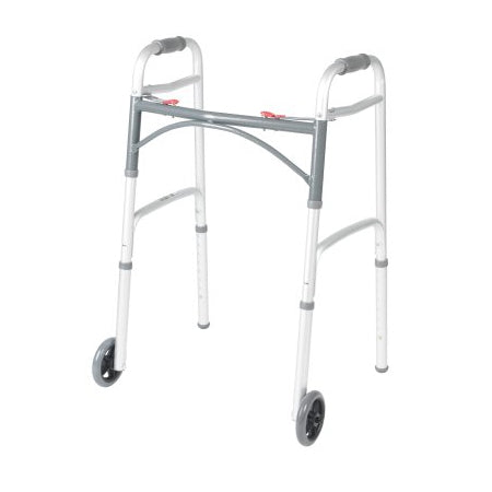 2 Wheel Walker - Folding Walker Adjustable Height McKesson Aluminum Frame 350 lbs. Weight Capacity 32 to 39 Inch Height